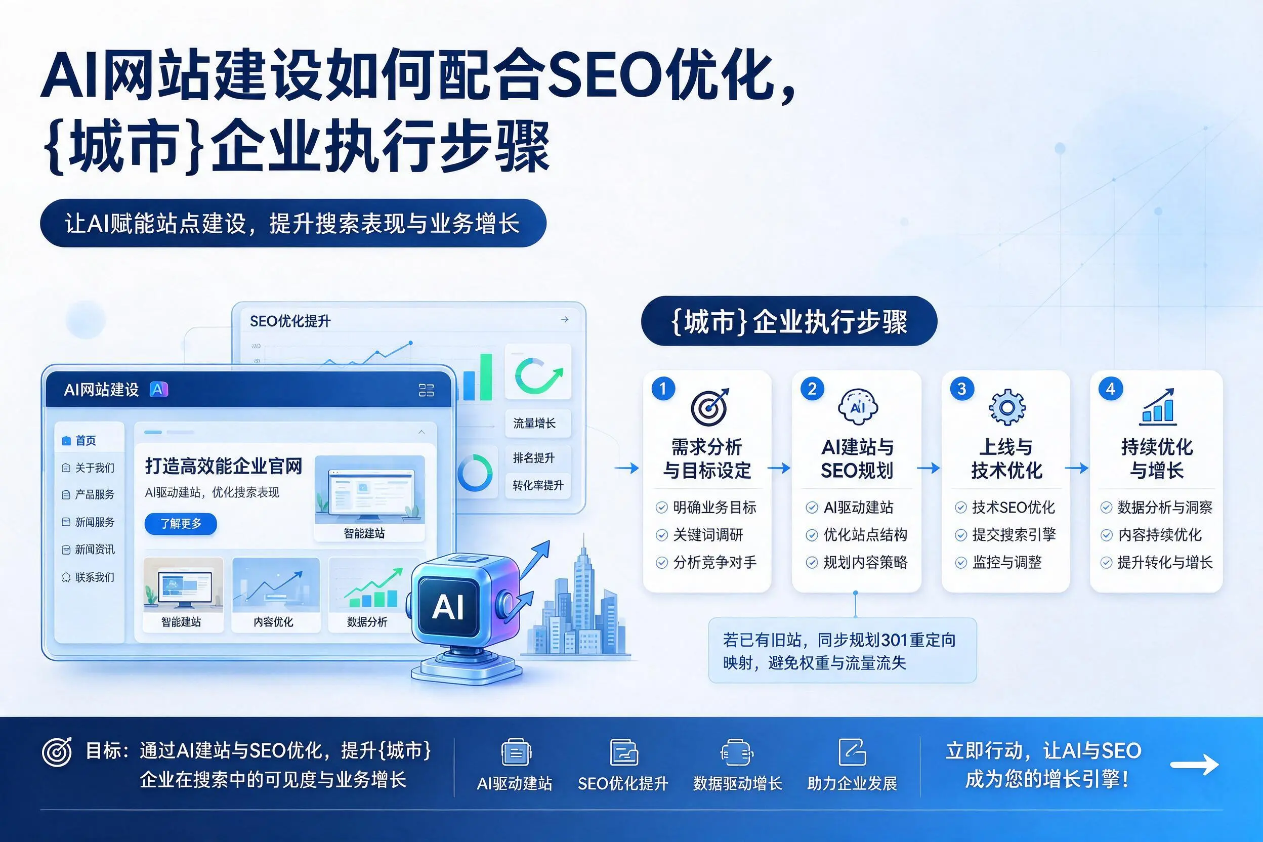 AI网站建设如何配合SEO优化,曲靖企业执行步骤