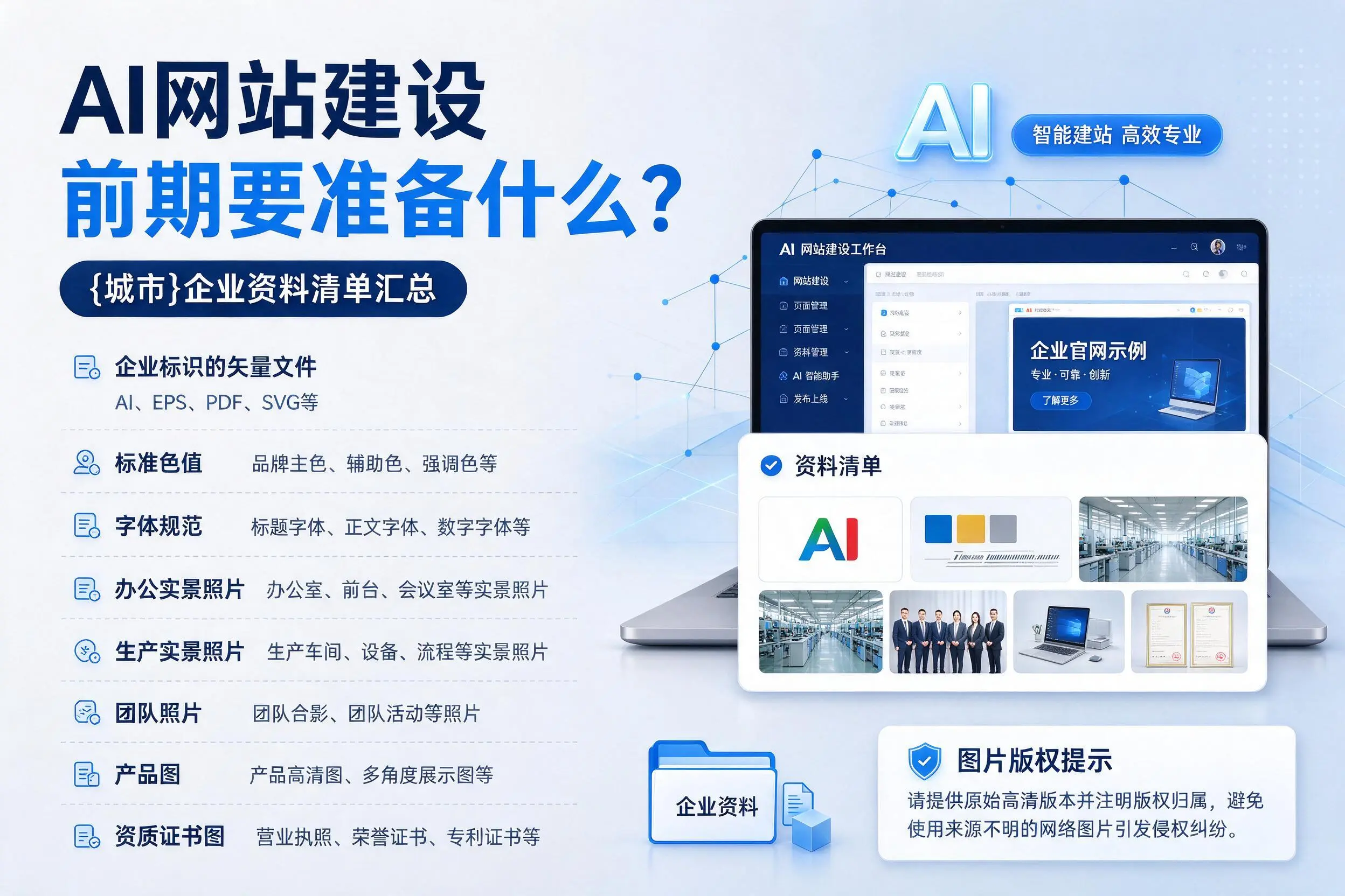 AI网站建设前期要准备什么?曲靖企业资料清单汇总